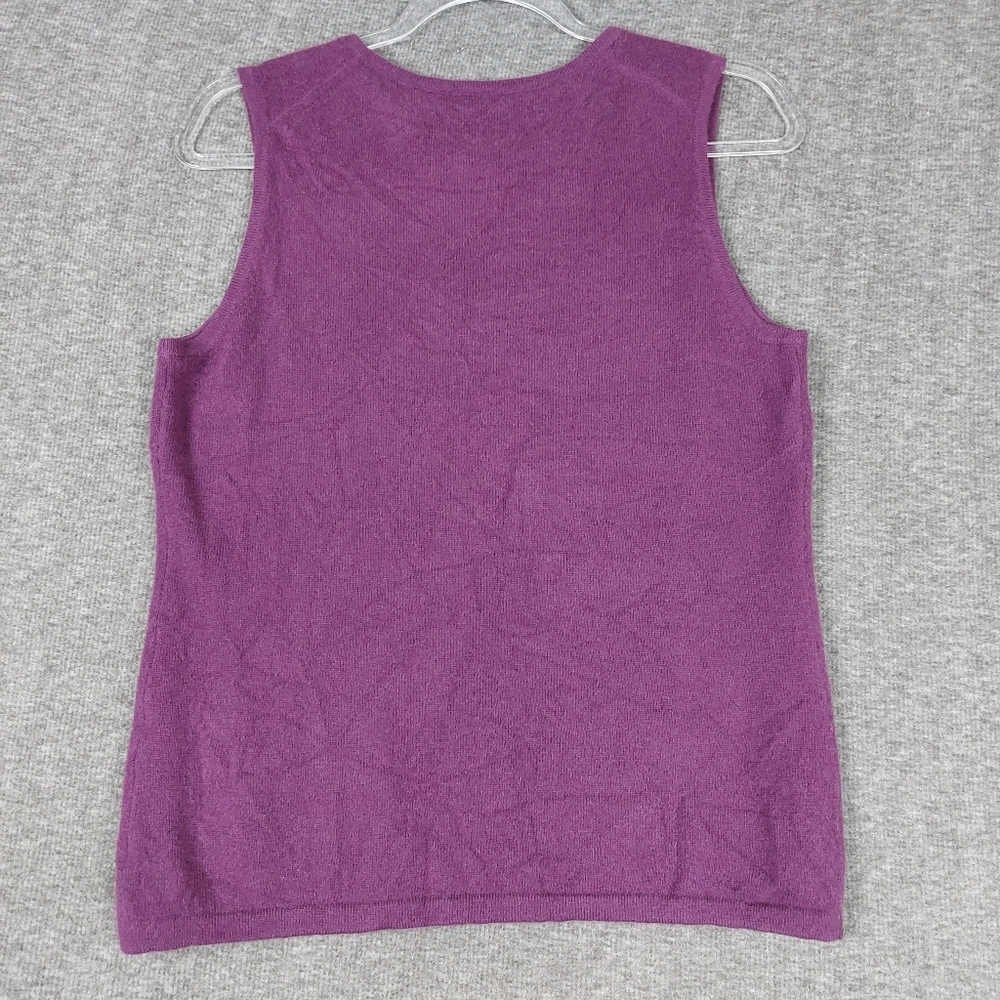 LORD & TAYLOR WOMENS PURPLE 100% CASHMERE SLEEVELESS SWEATER VEST SIZE MEDIUM - Picture 5 of 5